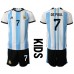 Argentinië Rodrigo de Paul #7 Babykleding Thuisshirt Kinderen WK 2022 Korte Mouwen (+ korte broeken)